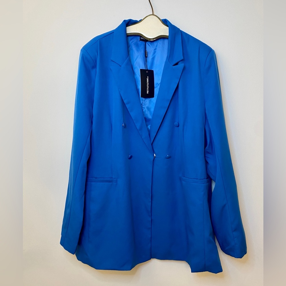 PrettyLittleThing Plus Blue Double-Breasted Blazer (NWT)